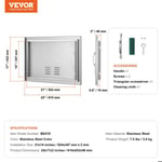 Porte d'Accès pour Barbecue-VEVOR-Simple Porte de Cuisine Extérieure 610x432x46 mm-Îlot de Barbecue, Placard Extérieure