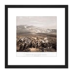 Simpson Crimean War Battle Balaklava Cavalry 8X8 Inch Square Wooden Framed Wall Art Print Picture with Mount