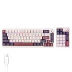 KZZI K68 PRO Mechanical Keyboard K20 Numpad Kit, BT*3/2.4G/USB-C Triple Mode Office Keyboard for Win/Mac,Gasket Hot Swappable Custom Gaming Keyboard,RGB Backlit Compact Wireless Keyboard(Pink-Purple)