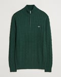 GANT Cotton Cable Half Zip Tartan Green