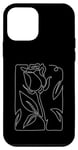 Coque pour iPhone 12 mini Rose Fleur Abstraite Dessin Minimaliste one Line Art