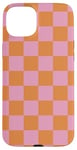 Coque pour iPhone 15 Plus Étui à carreaux rose orange cool damier esthétique cadeau