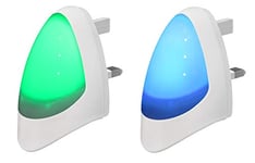 Green Automatic LED Night Light - Plug in & Energy Saving Dusk 2 Dawn LED Night Light Sensitive Night Light with Blue Automatic LED Night Light Dusk 2 Dawn LED Sensitive, Plug in