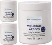 PACK OF 3 X 500ml SLS FREE AQUEOUS CREAM Emollient LARGE TUB | Relief of Dry Sk