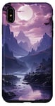 Coque pour iPhone XS Max Nature antique violet noir paysage montagnes lac lune #2