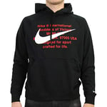 Nike M Nsw Swoosh Hoodie PO ft Sweatshirt - Black/White, Small