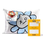 Kitsch x BT21 Satin Pillowcase with Zipper for Hair & Skin, Softer Than Silk Pillow Cases, Queen Pillow Covers, Machine Washable, Wrinkle-Free, Cooling Satin Pillow Cases Standard Size 19"x26" (Van)