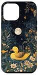 Coque pour iPhone 12 Pro Max Cottagecore Jaune Canard Lune Fleurs