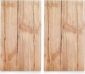 Lot de 2 planches à découper effet bois – plaques couvre-feu pour plaques de cuisson, en vitrocéramique avec caoutchoucs, 52 x 30 x 0,8 cm