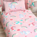 I BELIEVE IN UNICORNS TODDLER JUNIOR DUVET COVER SET CHLIDRENS BEDDING PINK