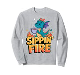 Sippin’ Fire Cute Dragon Tea Lover Sweatshirt