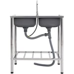 Évier de camping, Vasque Double lavabo avec robinet Acier inoxydable FR259864 Maison Chic