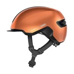 ABUS Urban Helm HUD-Y à LED arrière magnétique rechargeable & fermeture magnétique - casque de vélo cool pour usage quotidien - hommes et femmes - Orange, taille L (57-61 cm)