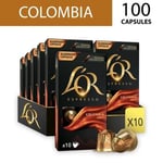 L'OR 100 Nespresso* Compatible Capsules Colombia (10 Packs, 100 Coffee Pods)