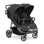 hauck Uptown Duo, Black - Side by Side Double Pushchair with Raincover, Rubber Wheels & Cup Holder, Fully Reclining from Birth up to 15 kg Each Child, 77 cm Wide, Compact Folding, XL Storage Basket