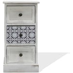 Mobili Rebecca - Rebecca Mobili Table de Chevet 3 Tiroirs,Petite Commode en Bois mdf, Blanc GrisShabby 59.5x30x25 cm