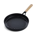 GreenPan Eco-Smartshape Healthy Ceramic Non-Stick 28 cm Grill Pan, Light Wood, PFAS-Free, Induction Suitable, Black