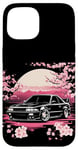 Coque pour iPhone 15 Retro JDM Voiture de course japonaise Drift Tuning Car Sakura Blossom