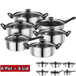 12Pcs/Set Non Stick Saucepan Cookware Set Cooking Pot Frying Pan Set With Lids