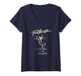 Womens Footloose Two Tone Title Logo Portrait V-Neck T-Shirt