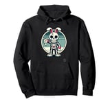 Rebellious bunny in skeleton costume with thumbs-down Pullover Hoodie