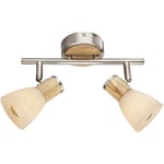 Etc-shop - Plafonnier Spot Spotbar Bar Lampe de cuisine en verre de bois réglable dans un ensemble avec lampe led