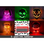 LED Mask 5 pack inkl batterier - Halloween