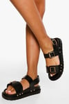 Womens Croc Triple Buckle Sporty Dad Sandal - Black - 6, Black