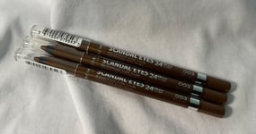 3 x RIMMEL Scandaleyes 24Hr Waterproof Kohl Eye Liner Pencil 1.3 g 003 BROWN