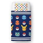 Pokemon Parure de lit Simple sous Licence Officielle | Parure de lit Simple réversible avec Motif Pikachu et taie d'oreiller Assortie | Character World Brands