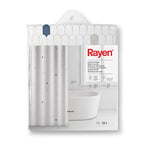 Rayen | Bath Curtains | Shower Curtain or Bath | Waterproof | Polyester | Quick Drying | Opaque, PVC Rings | Includes 12 Hooks | 180 x 200 cm | White with Blue Cells