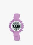 Lorus R2369PX9 Kids' Digital Silicone Strap Watch, Light Purple