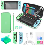 Switch Accessories Bundle - 12 in 1 Accessories Kit Compatible with Animal Crossing with Switch Carrying Case, Silicone Controller Covers, Screen Protector, Thumb Grip Caps, Game Card Cases,USB Cable