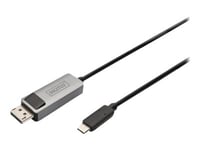 Digitus - Adapterkabel - Displayport (Hane) Till 24 Pin Usb-C (Hane) - Displayport 1.4 - 2 M - 8K30 Hz (7680 X 4320) Stöd, 4K144hz Stöd, 2K165 Hz (2560 X 1440) Stöd, Dubbelriktad, Tvinnad - Svart