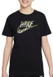 NIKE FD3957-010 K NSW TEE CLUB SEASONAL CAMO T-shirt Unisex BLACK Size M