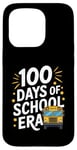 Coque pour iPhone 15 Pro 100 Days of School Era Graphique bus scolaire vintage