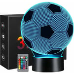 Nattlampa fotboll Present till pojkar och flickor, Fotboll Barn Nattlampa 3D Optisk Illusion Lampa Sovrumsdekoration 16 Färgförändringar