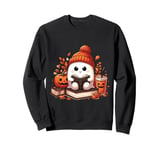 Cute Ghost Reading Book Lovers Ghost Coffee Halloween Sweatshirt