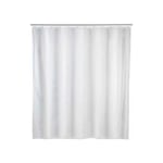 Wenko - Rideau de douche blanc Uni, rideau de douche 120x200 cm, imperméable à l'eau, 8 anneaux rideau de douche en plastique blanc inclus, peva