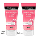 2 X Neutrogena Refreshing Clear Oil-Free Daily Exfolitor Pink Grapefruit 150ml