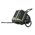 HAMAX Pluto Dog Trailer - Green - Medium, Ideal for e-bike use