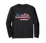 Justin Name American Flag Long Sleeve T-Shirt