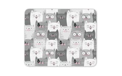 Cute Cat Audience Grey White Mouse Mat Pad - His Hers Art Gift Computer #14431