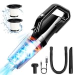 SOPPY Cordless Handheld Vacuum Cleaner - Mini Car Hoover with LED, 12000Pa Powerful Suction, Rechargeable Batteries, Wet & Dry Cleaning, Long Runtime - Ideal for Cars, Pets, Home & Office - Black