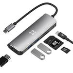 XtremeMac Hub USB-C Haute Performance pour MacBook, USB 3.0, Lecteur de Cartes SD/Micro, 4K HDMI & Type-C PD. Compatible avec Les Cartes mémoire SD, SDHC, SDXC, Space Grey