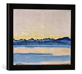 Kunst für Alle 'Encadré Image de Ferdinand Hodler Lac Léman avec Mont-Blanc Avant Lever du Soleil, Impression d'art dans Le Cadre de Haute qualité Photos Fait Main, 40 x 30 cm, Noir Mat