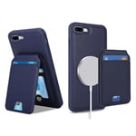 Ｈａｖａｙａ for Coque iPhone 7 Plus Compatible avec Magsafe Etui für iPhone 8 Plus avec Porte Cartes détachable Coque Portefeuille Cuir pour Femmes et Hommes- Bleu foncé