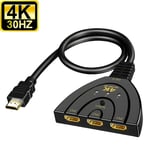 Commutateur HDMI 4K 3 Ports, Splitter 1 vers 3, Switch Automatique, Converter Ultra HD, Compatible PS4/5, Xbox, Blu-Ray, TV Box, 3D, 1080P, Audio LPCM/Dolby Digital, Plug & Play - Straße Tech ®