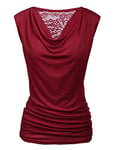 Zeagoo Women's Summer Tank Tops Ladies Sleeveless Vests Top V-Neck Tank Tops Ruched Cowl Neck Tops Wine red L