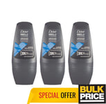 Dove Men Advanced Control Stress Protection Roll-on Deodorant 50ml 3, 6 Pack